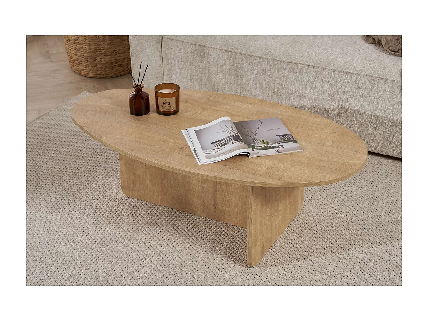 Couchtisch mit ovaler Platte L125 cm - ANNA