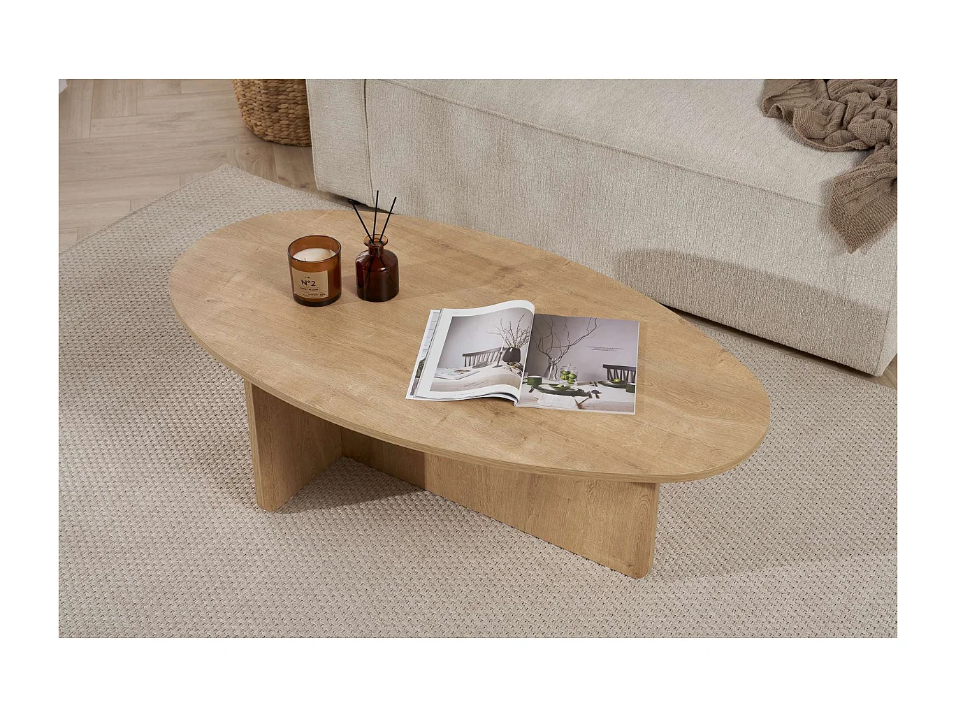 Couchtisch mit ovaler Platte L125 cm - ANNA