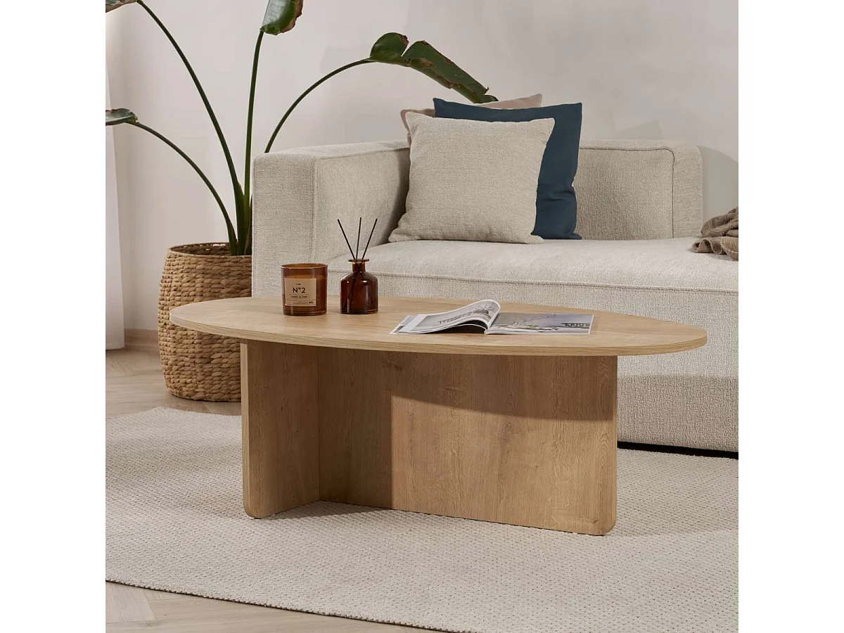Table basse avec plateau ovale L125 cm - ANNA