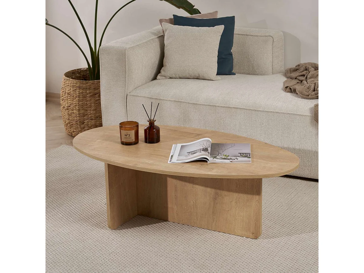 Table basse avec plateau ovale L125 cm - ANNA