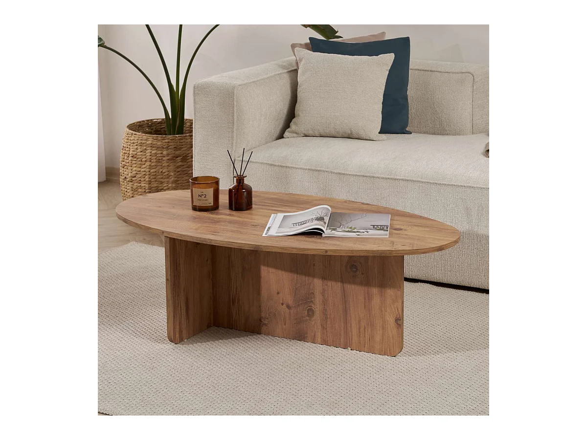 Couchtisch mit ovaler Platte L125 cm - ANNA