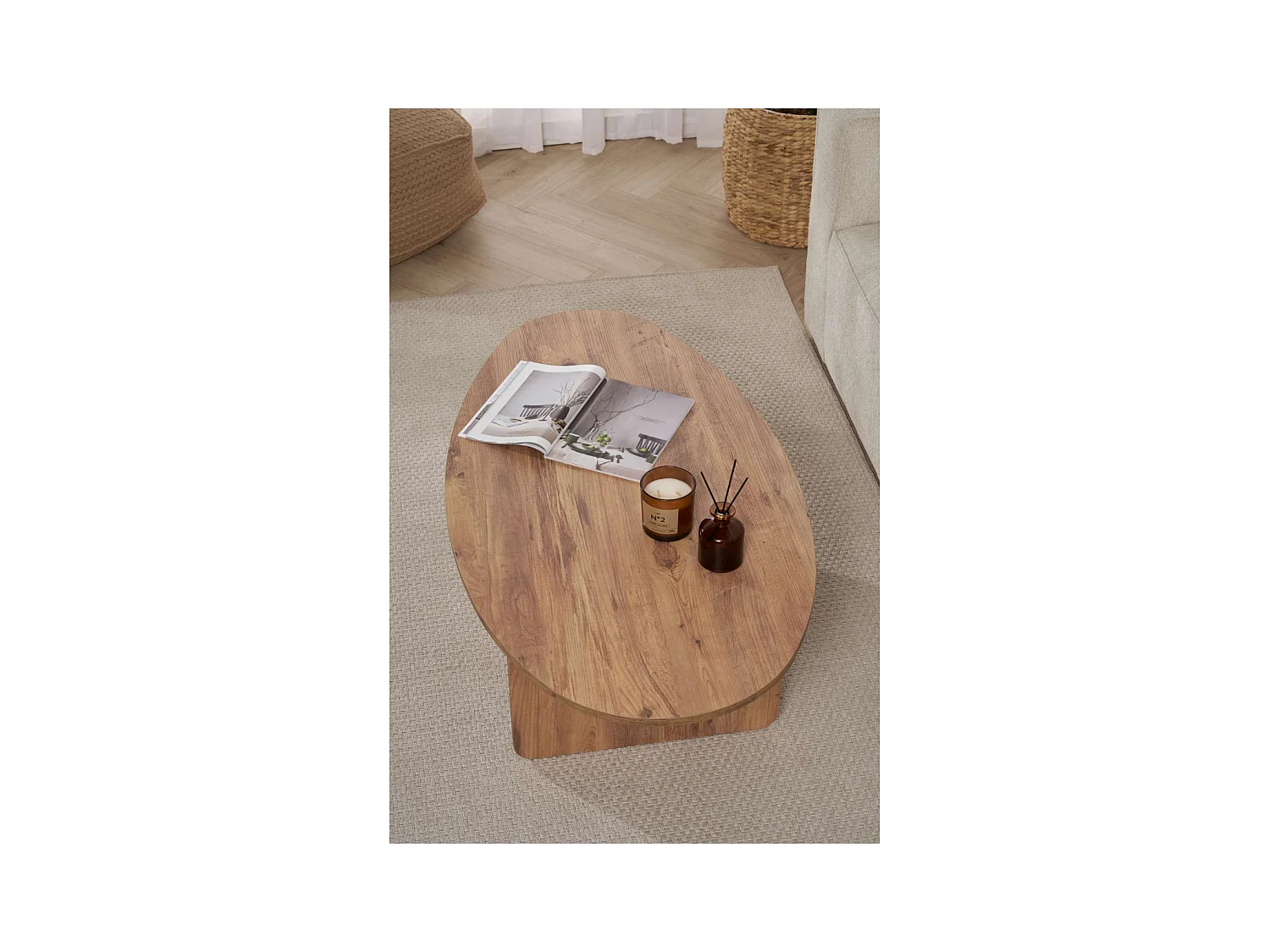 Couchtisch mit ovaler Platte L125 cm - ANNA