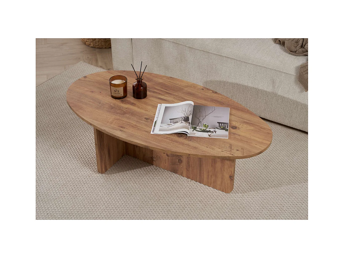 Couchtisch mit ovaler Platte L125 cm - ANNA