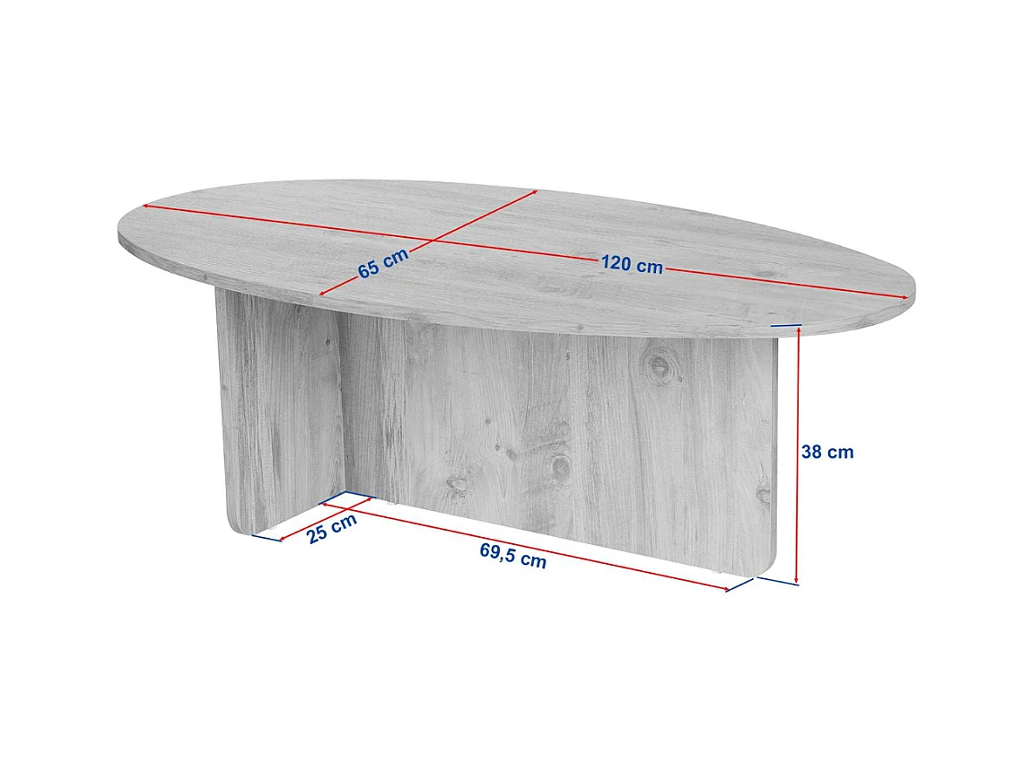 Couchtisch mit ovaler Platte L125 cm - ANNA