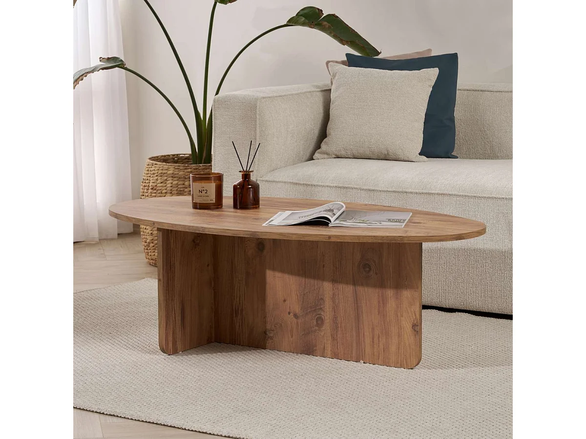 Table basse avec plateau ovale L125 cm - ANNA