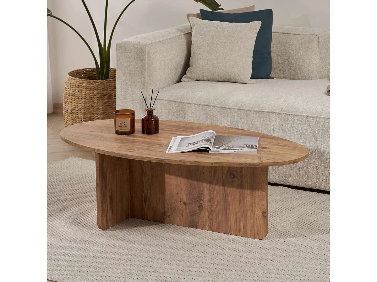 Table basse avec plateau ovale L125 cm - ANNA