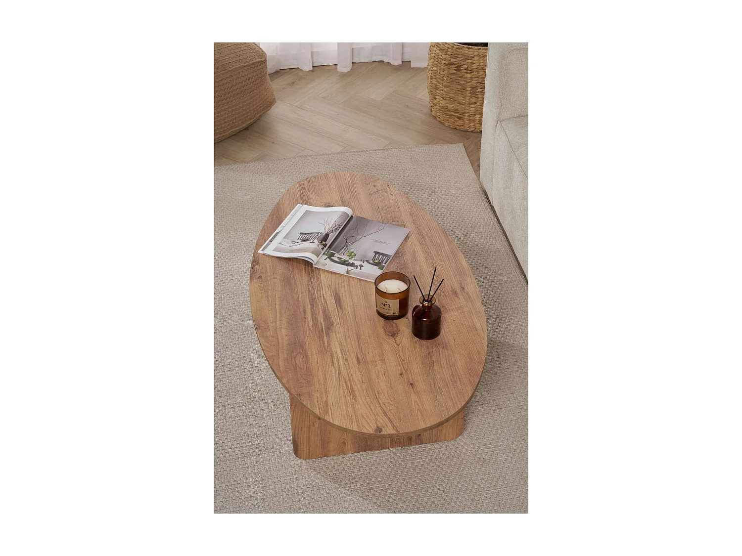 Table basse avec plateau ovale L125 cm - ANNA