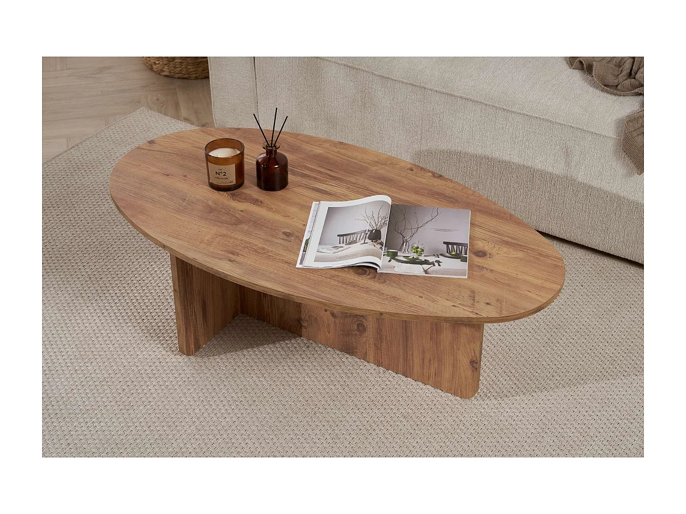 Table basse avec plateau ovale L125 cm - ANNA