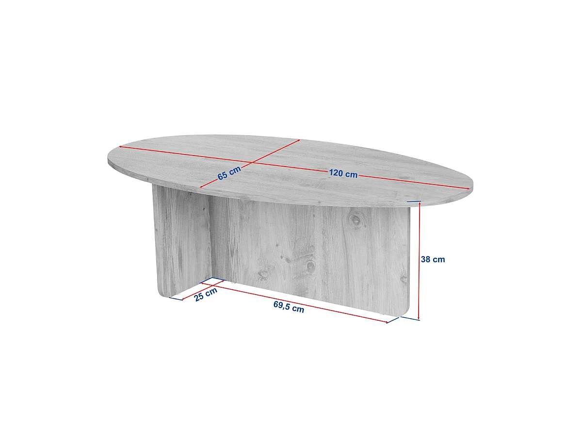 Table basse avec plateau ovale L120 cm - ANNA