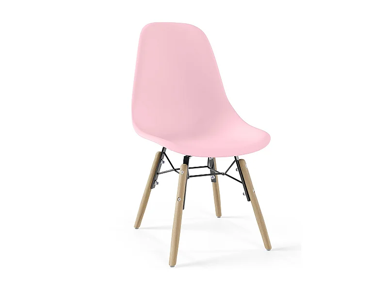 Chaise Enfant - Design Scandinave - Pieds en Bois - Skögur Rose