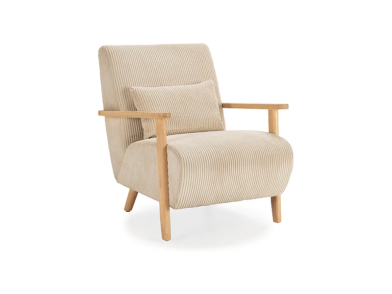 Fauteuil en tissu avec pieds en bois L70 cm - BONNIE