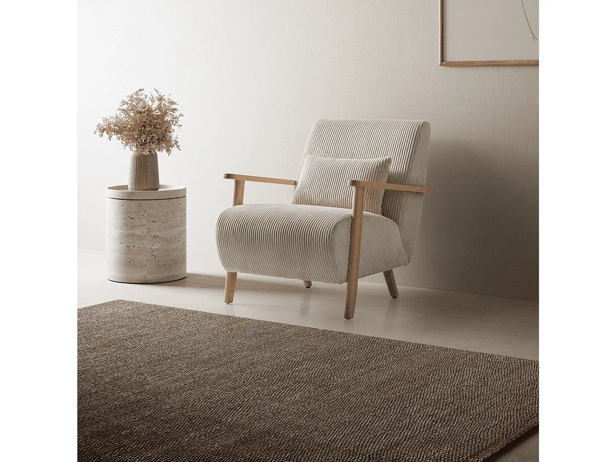 Fauteuil en tissu avec pieds en bois L70 cm - BONNIE