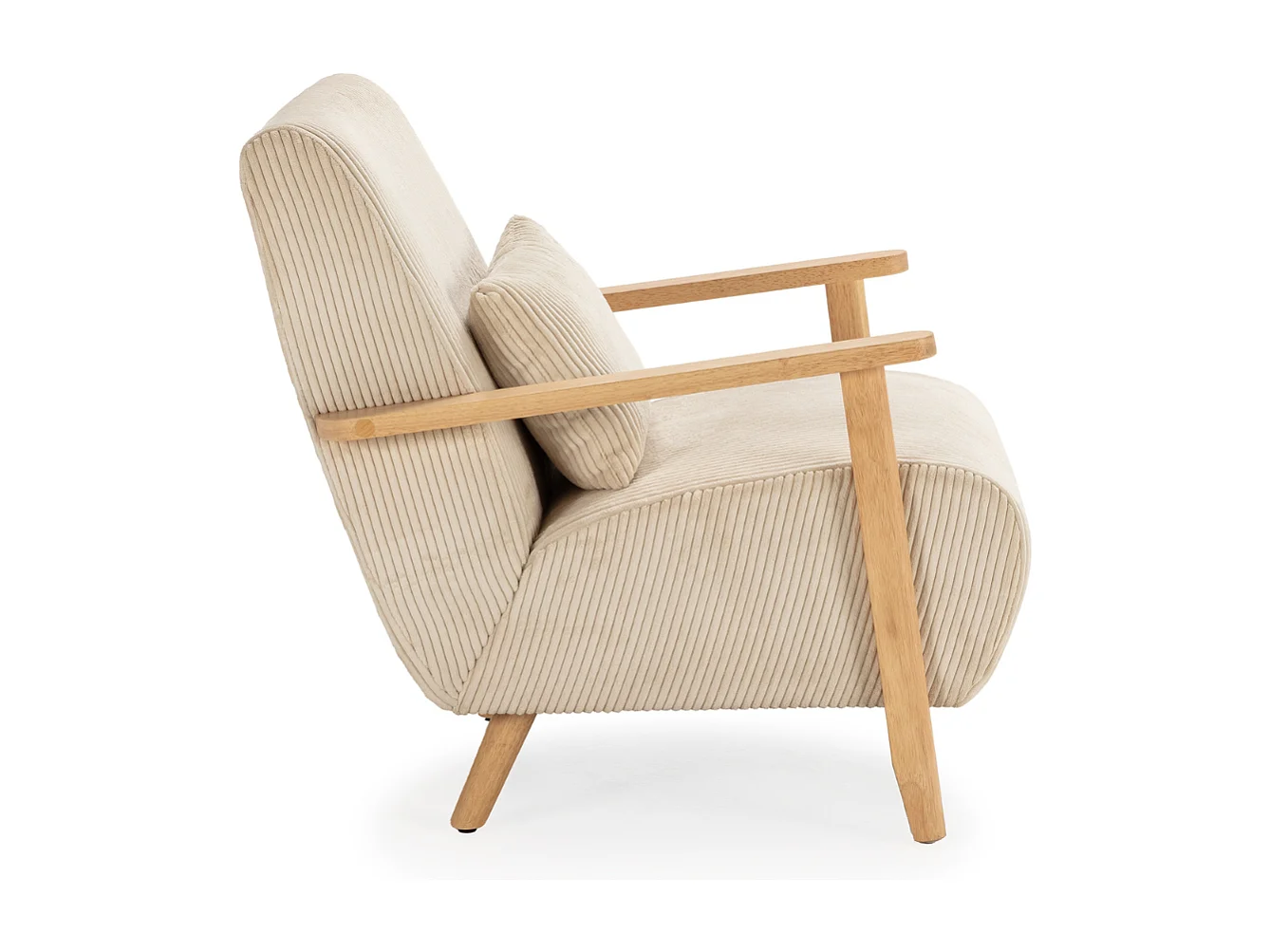 Fauteuil en tissu avec pieds en bois L70 cm - BONNIE