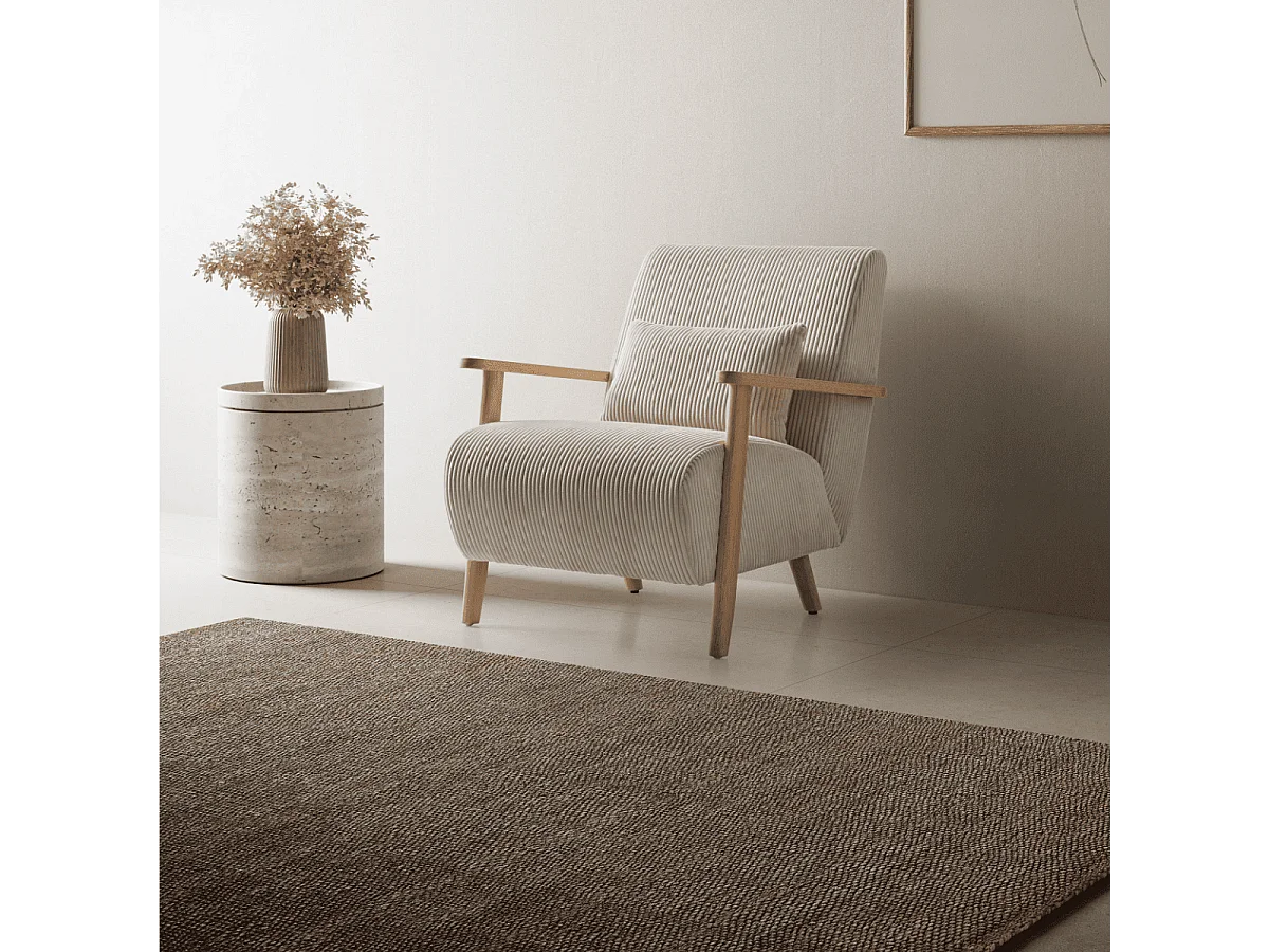 Fauteuil en tissu avec pieds en bois L70 cm - BONNIE