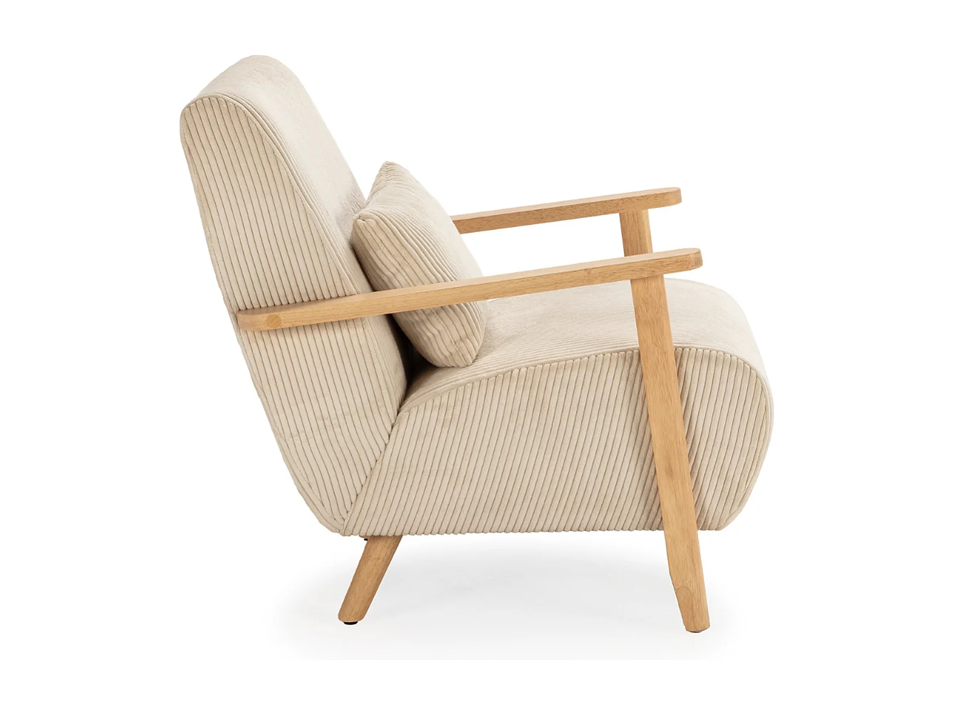 Fauteuil en tissu avec pieds en bois L70 cm - BONNIE