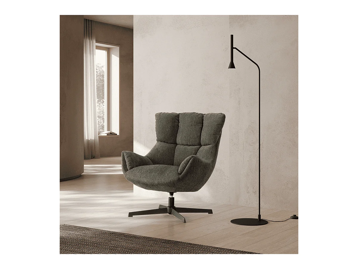 Fauteuil en tissu matelassé avec pieds en métal noir H89 cm - ODETTE