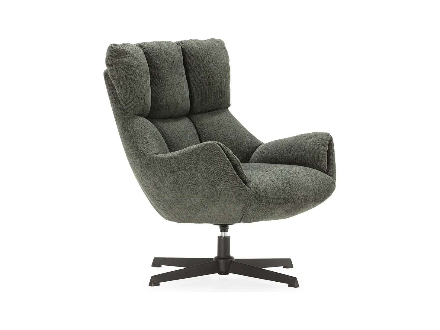 Fauteuil en tissu matelassé avec pieds en métal noir H89 cm - ODETTE
