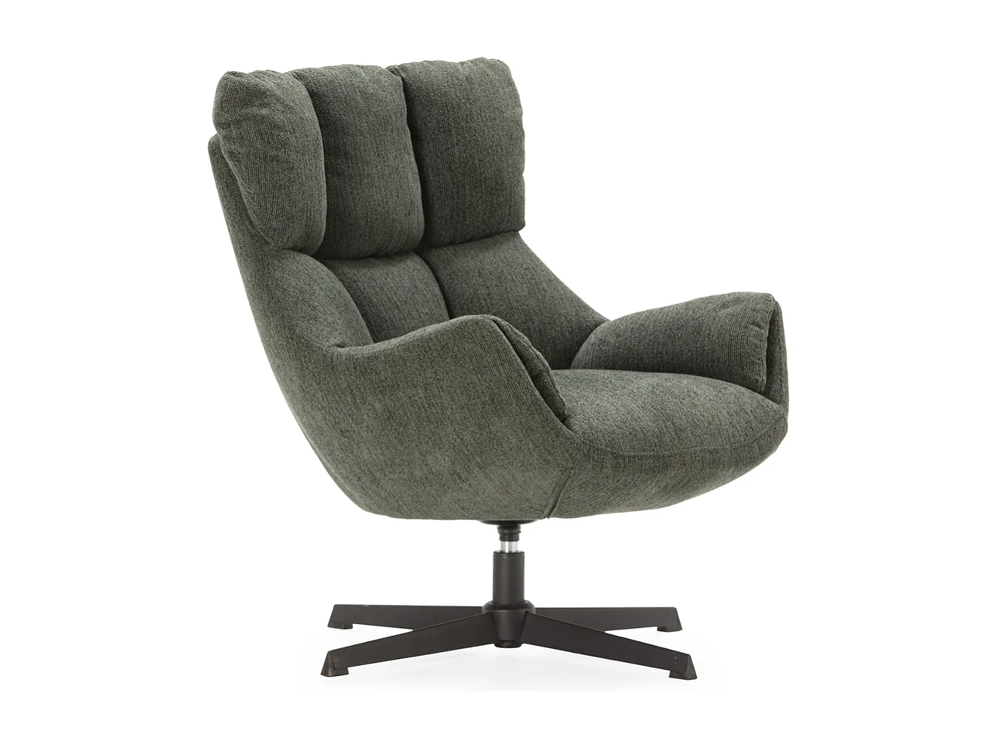 Fauteuil en tissu matelassé avec pieds en métal noir H89 cm - ODETTE