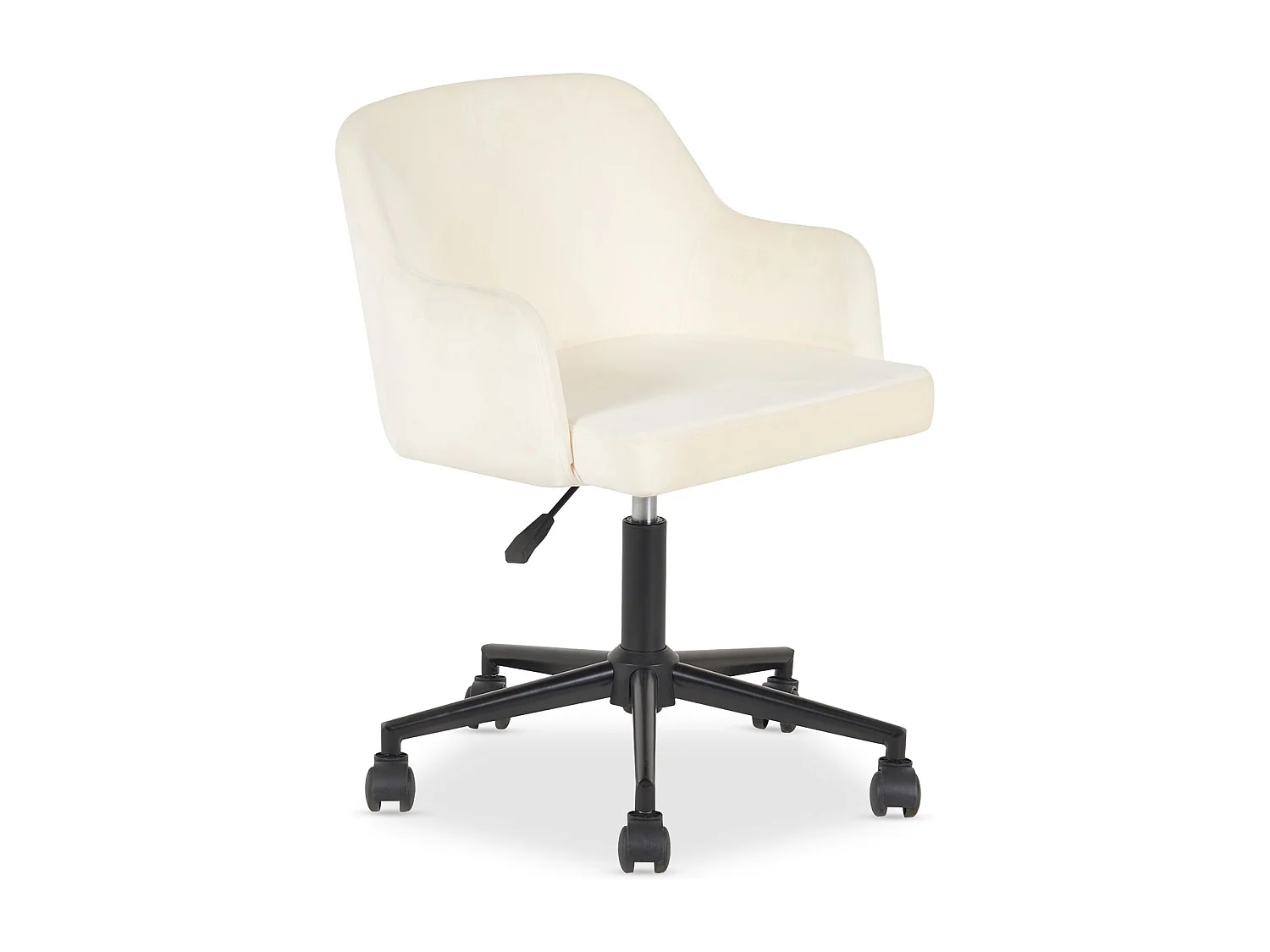Chaise de bureau OLIVER Pivotante en Velours Blanc Crème Réglable en Hauteur, Assise Rembourrée Confortable