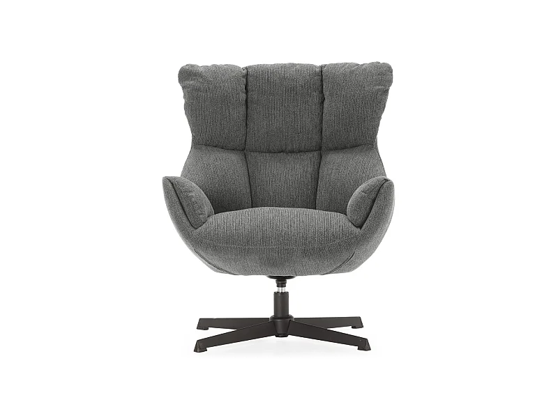 Fauteuil en tissu matelassé avec pieds en métal noir H89 cm - ODETTE