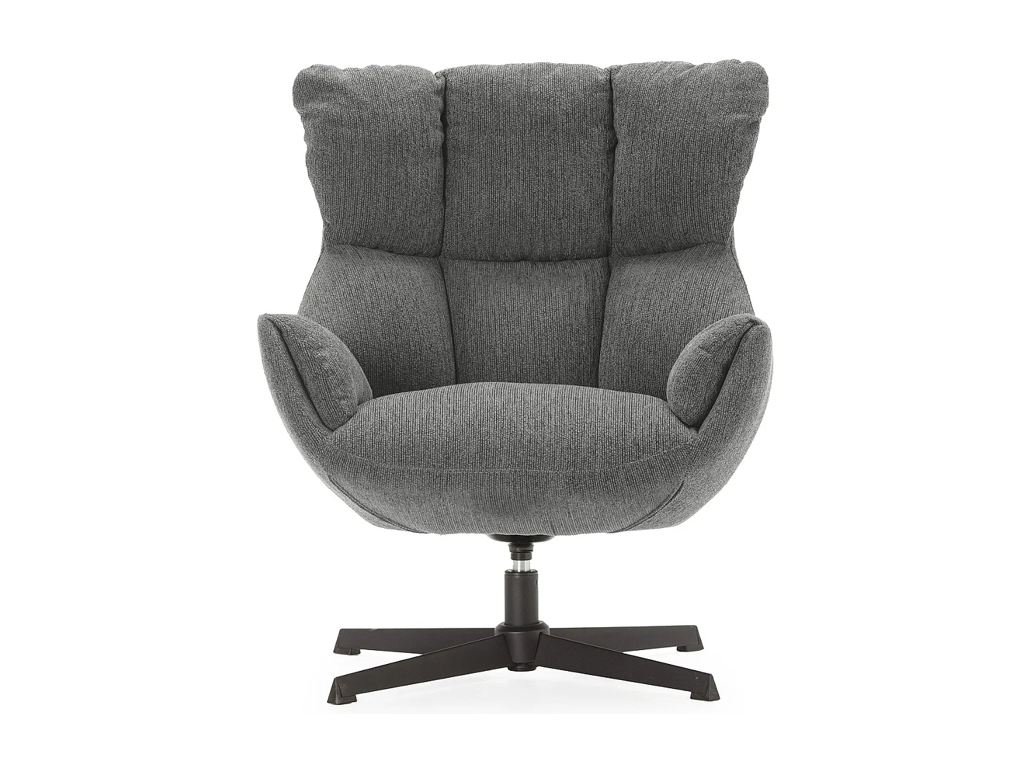 Fauteuil en tissu matelassé avec pieds en métal noir H89 cm - ODETTE