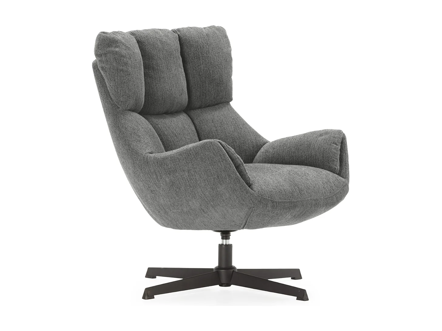 Fauteuil en tissu matelassé avec pieds en métal noir H89 cm - ODETTE