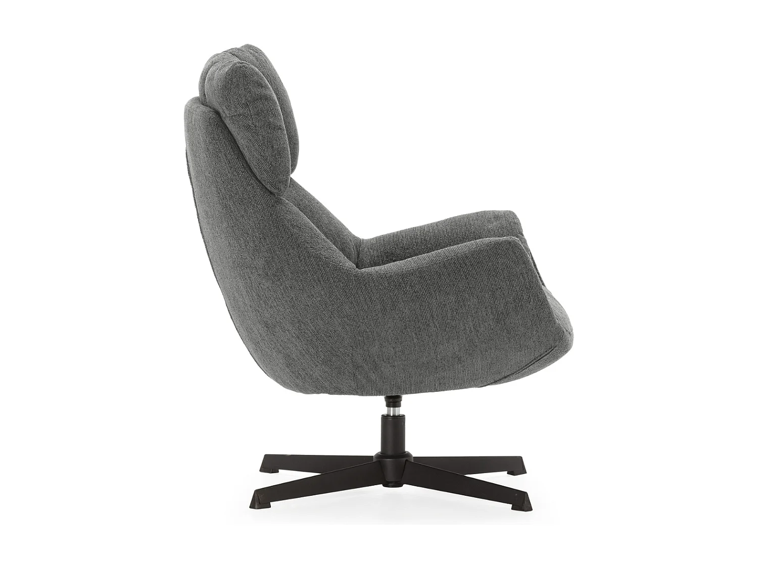 Fauteuil en tissu matelassé avec pieds en métal noir H89 cm - ODETTE