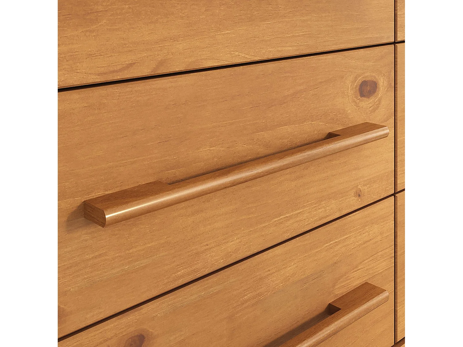 Commode TECCA L 111 cm avec 6 Tiroirs en Bois Massif Coloris Chêne, Meuble de Rangement pour Vêtements Design Scandinave