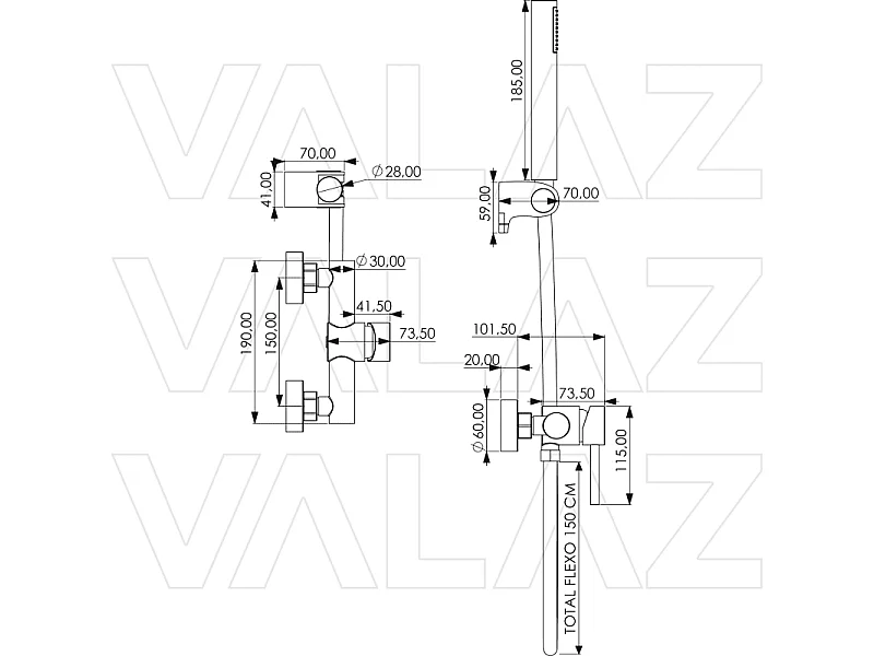 Robinet mitigeur baindouche chromé QUELLÓN