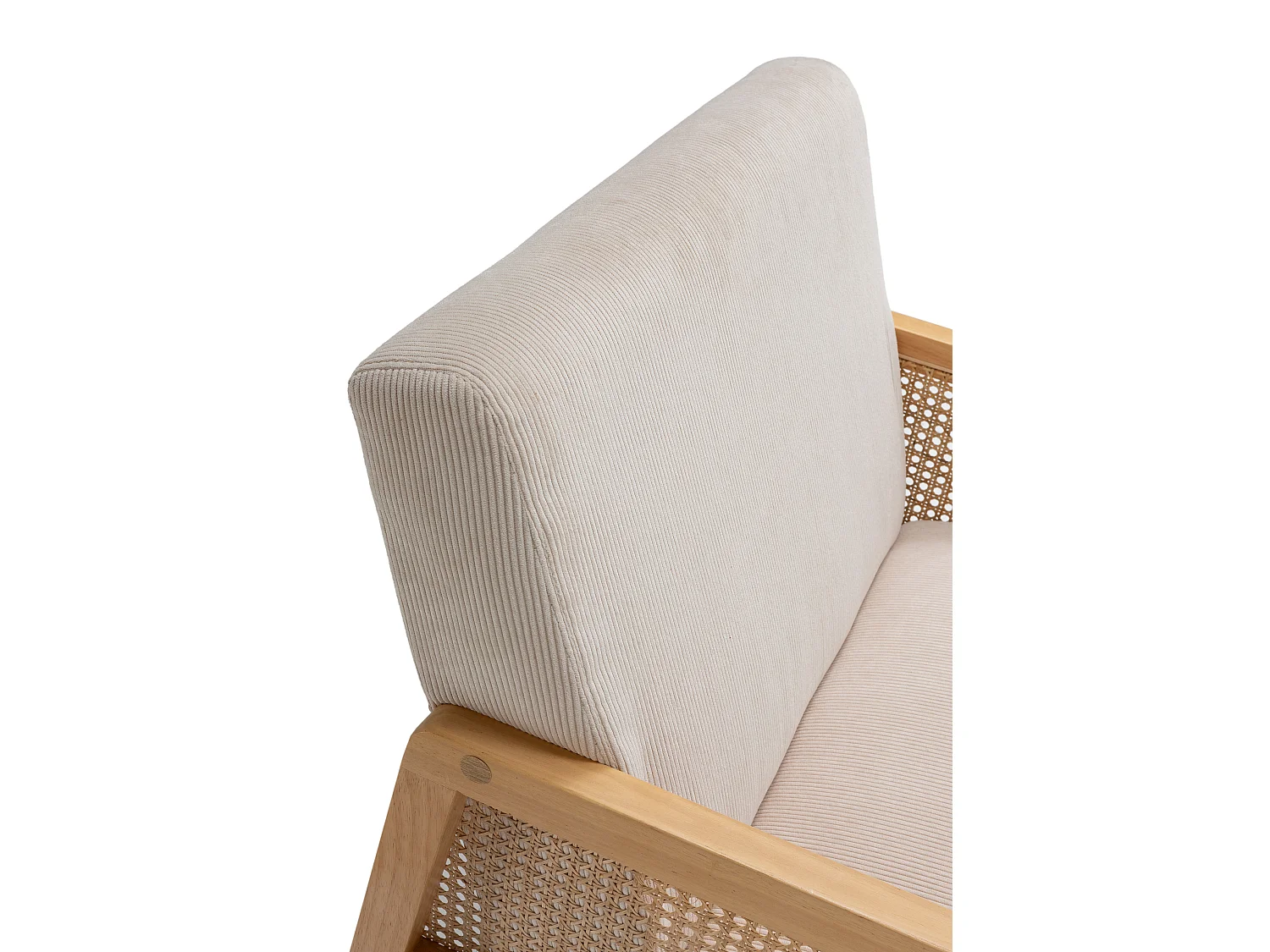 Fauteuil en tissu avec pieds en bois et rotin L68 cm - DEBRA