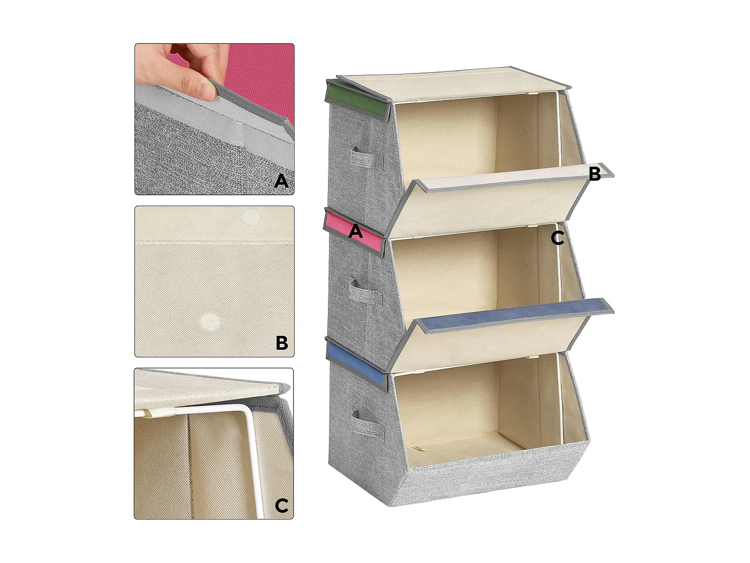 Lot de 3 boîtes de rangement pour enfants