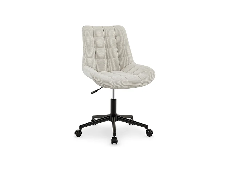Chaise de bureau VASILO fauteuil en velours côtelé beige avec piétement en métal laqué noir