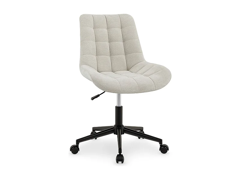 Chaise de bureau VASILO fauteuil en velours côtelé beige avec piétement en métal laqué noir