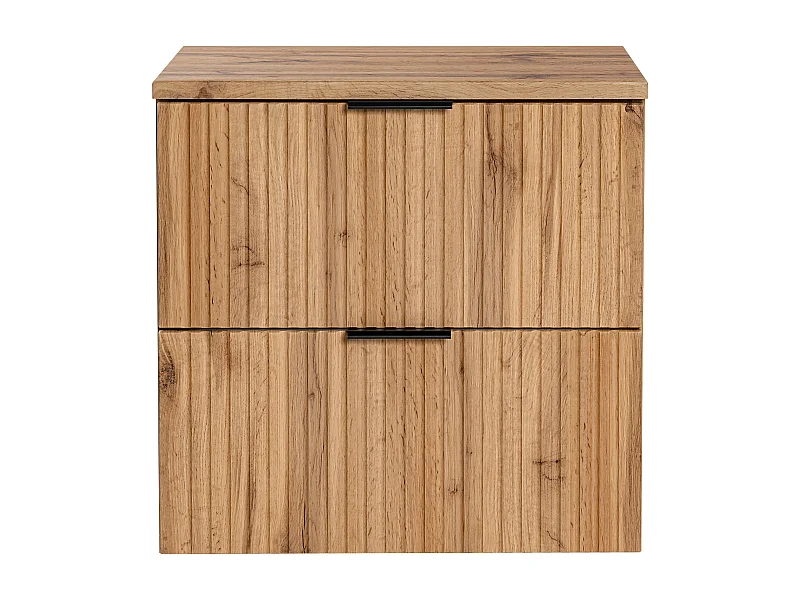 Meuble sous vasque suspendu strié avec planche - Naturel clair - L60 cm - ZEVARA