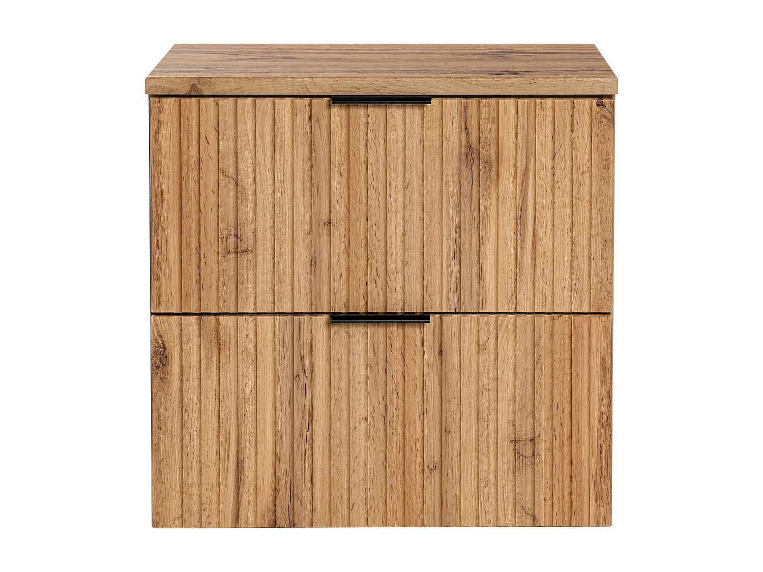 Meuble sous vasque suspendu strié avec planche - Naturel clair - L60 cm - ZEVARA