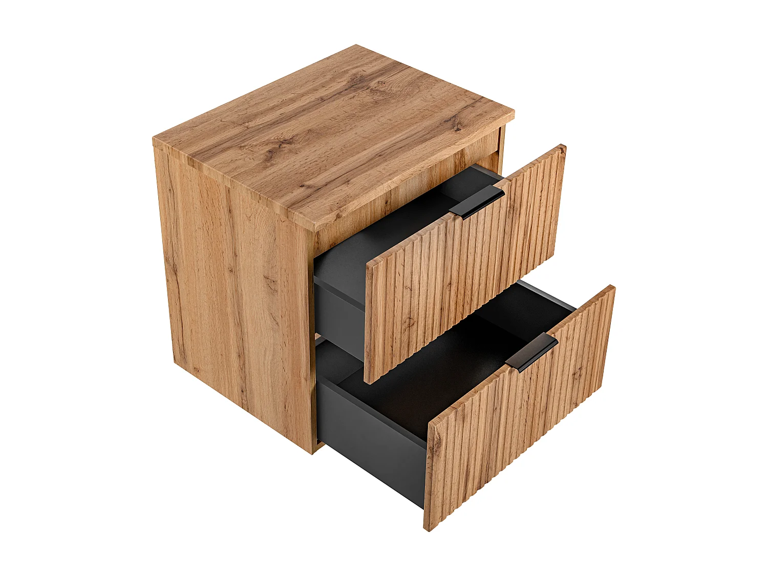 Meuble sous vasque suspendu strié avec planche - Naturel clair - L60 cm - ZEVARA