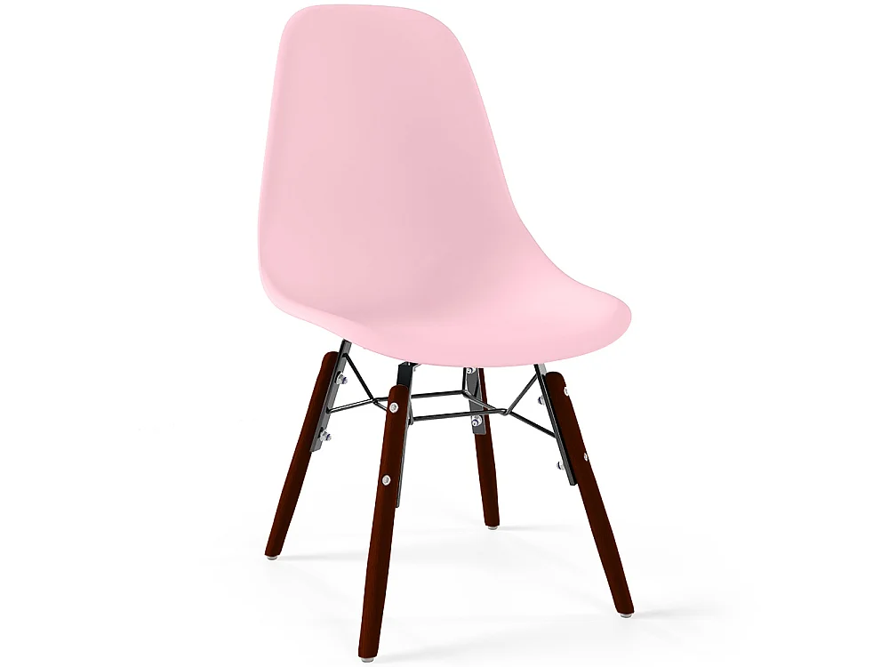 Chaise Enfant - Design Scandinave - Pieds en Bois Foncé - Skögur Rose