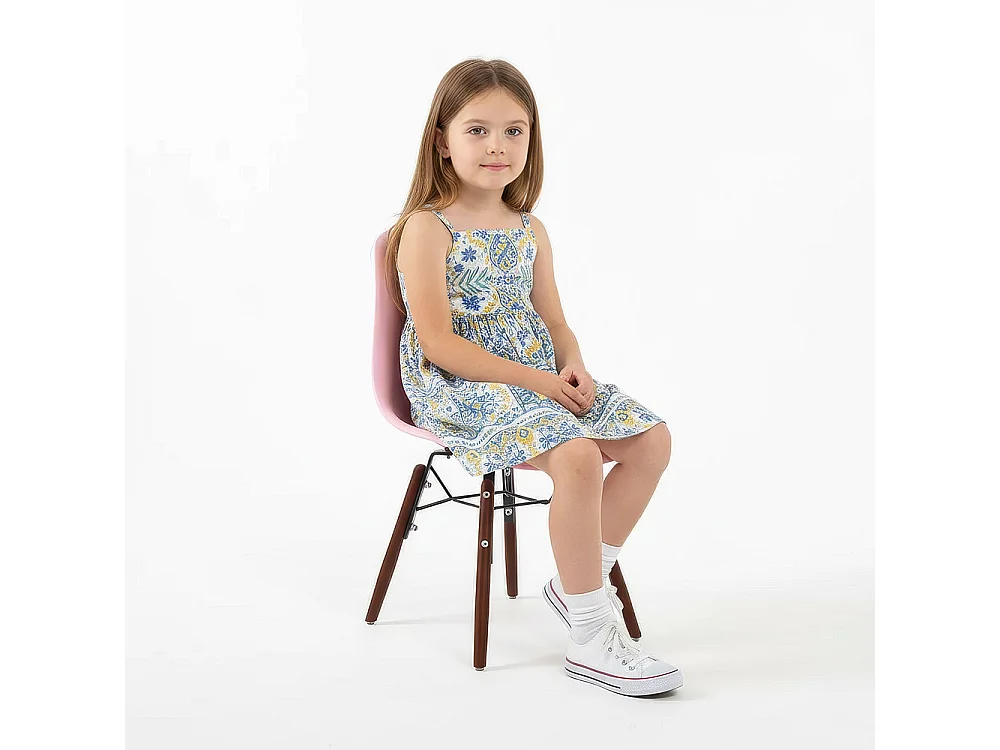 Chaise Enfant - Design Scandinave - Pieds en Bois Foncé - Skögur Rose