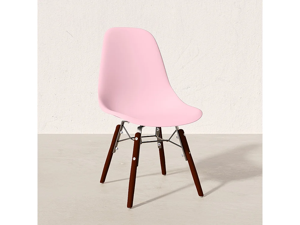 Chaise Enfant - Design Scandinave - Pieds en Bois Foncé - Skögur Rose