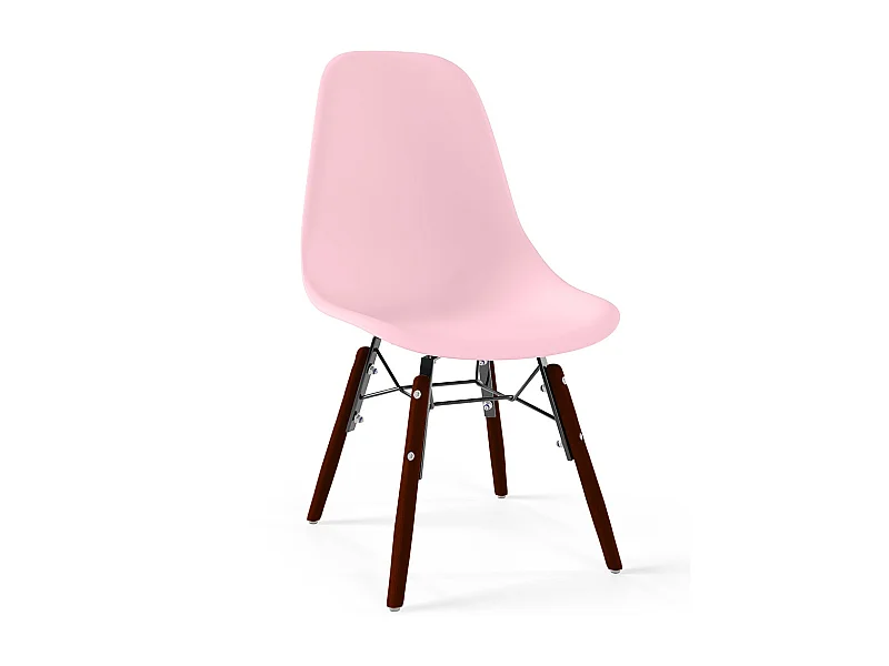 Chaise Enfant - Design Scandinave - Pieds en Bois Foncé - Skögur Rose