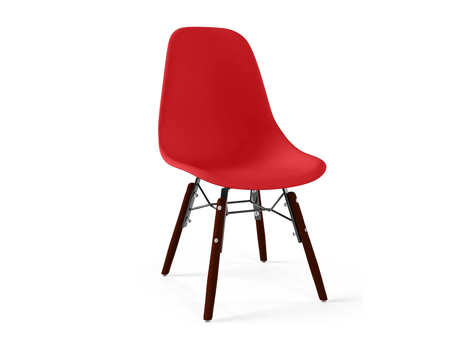 Chaise Enfant - Design Scandinave - Pieds en Bois Foncé - Skögur Rouge