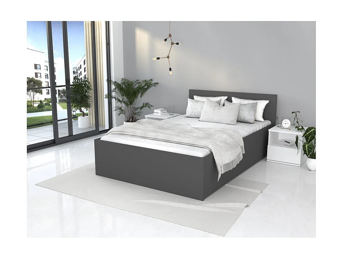 Lit coffre Panama 120x190 - Sommier inclus Gris