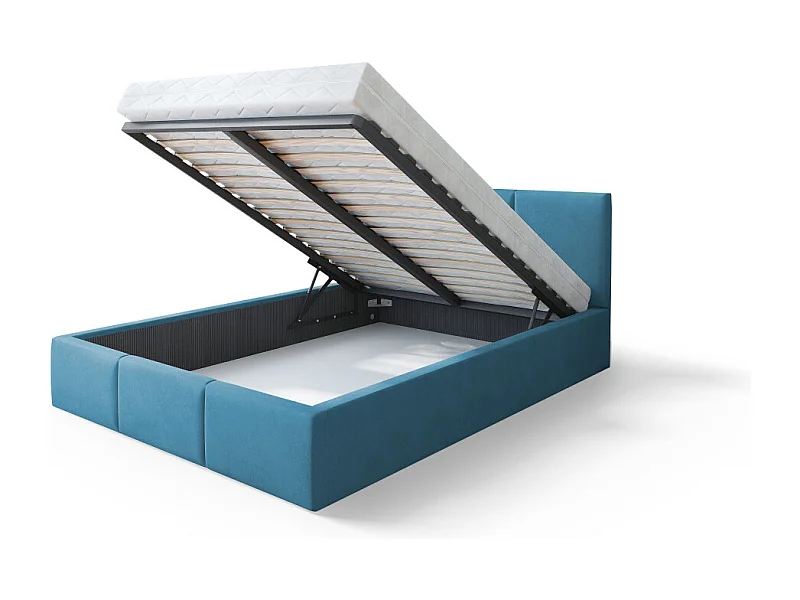 Lit Double Tesia 140x200 + Coffre - Sommier inclus Azur