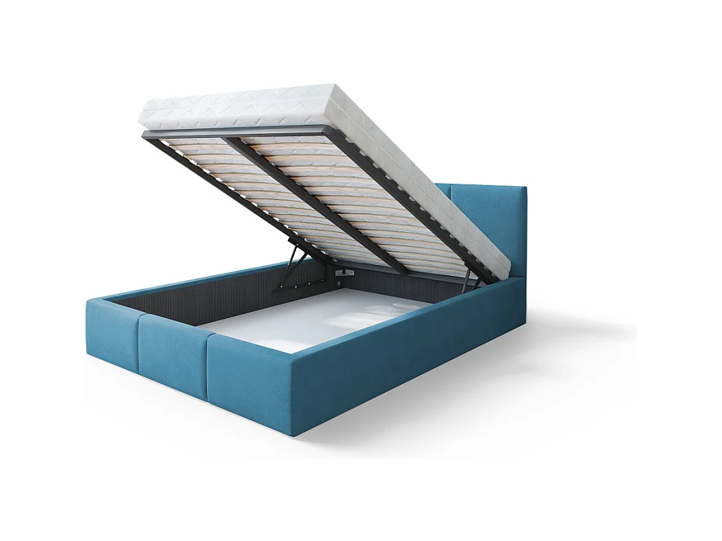 Lit Double Tesia 140x200 + Coffre - Sommier inclus Azur