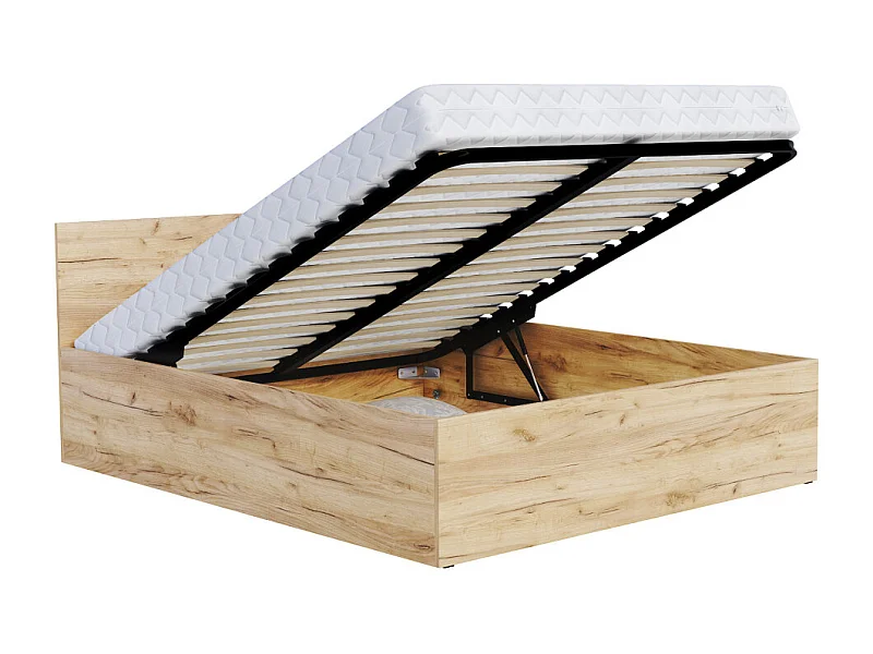 Lit coffre Panama 120x190 - Sommier inclus Chêne
