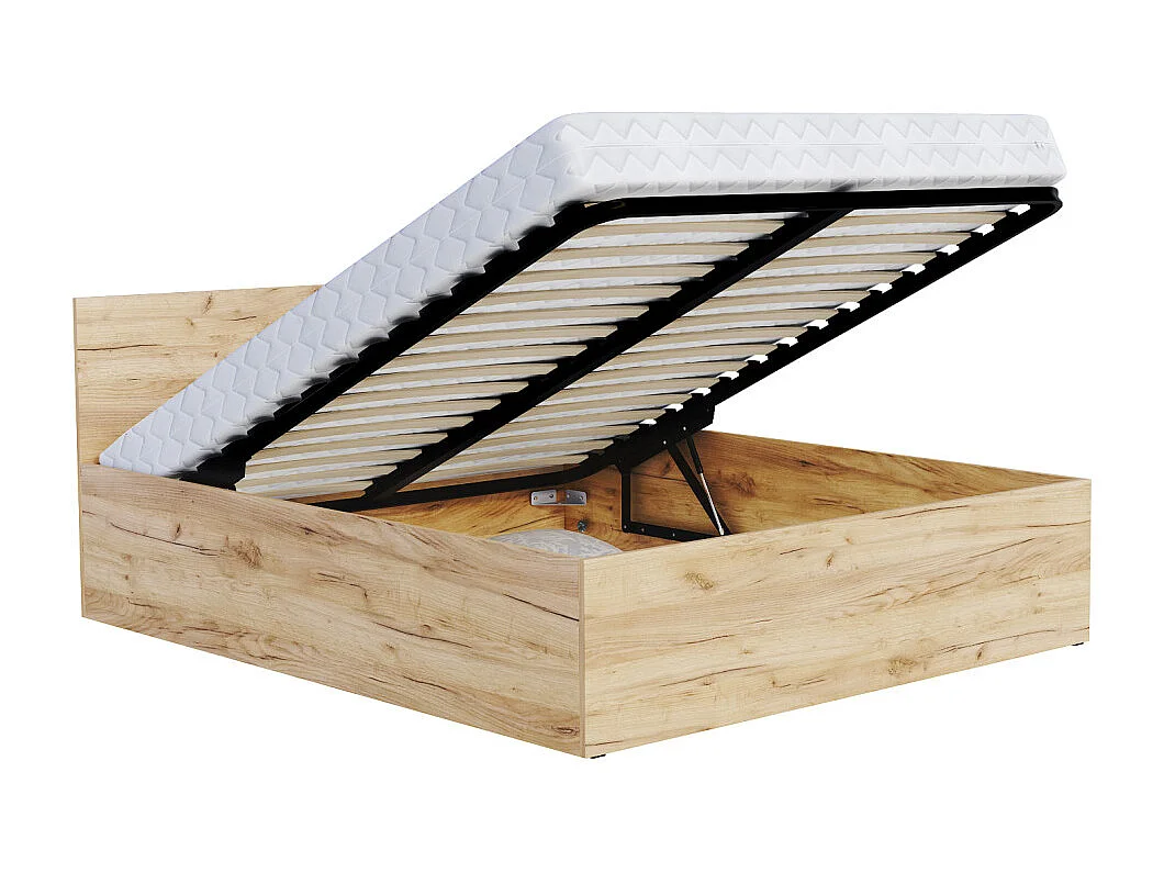Lit coffre Panama 120x190 - Sommier inclus Chêne