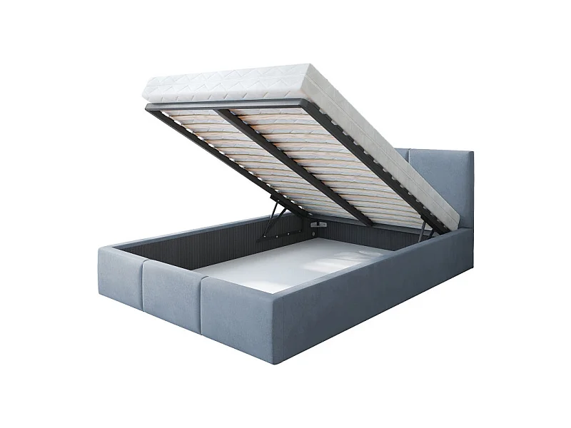 Lit Double Tesia 140x200 + Coffre - Sommier inclus Gris clair