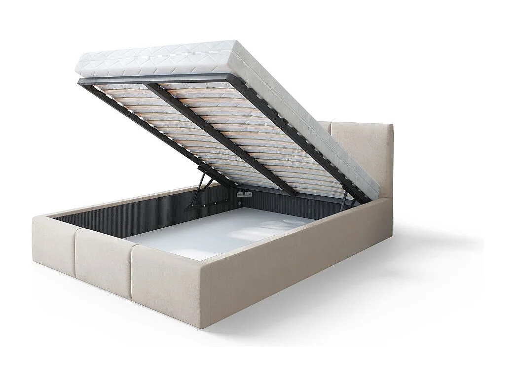 Lit Double Tesia 140x200 + Coffre - Sommier inclus Crème