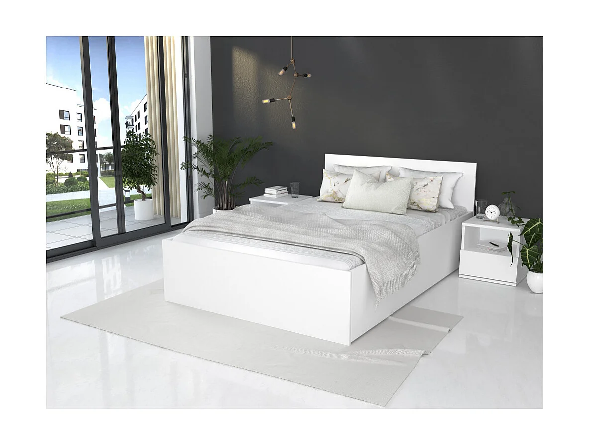 Lit coffre Panama 120x190 - Sommier inclus Blanc