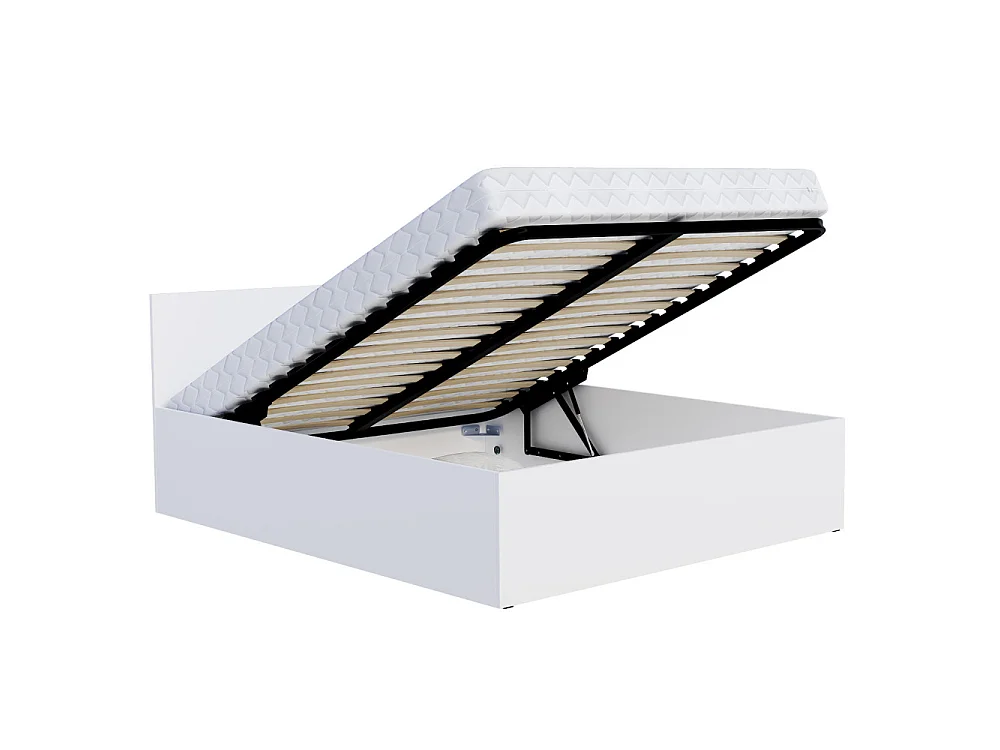 Lit coffre 120 x 190 cm Panama - Coffre de 430 Litres - Sommier inclus - Blanc